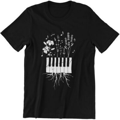 Music Grows Within Piano Black Tshirt